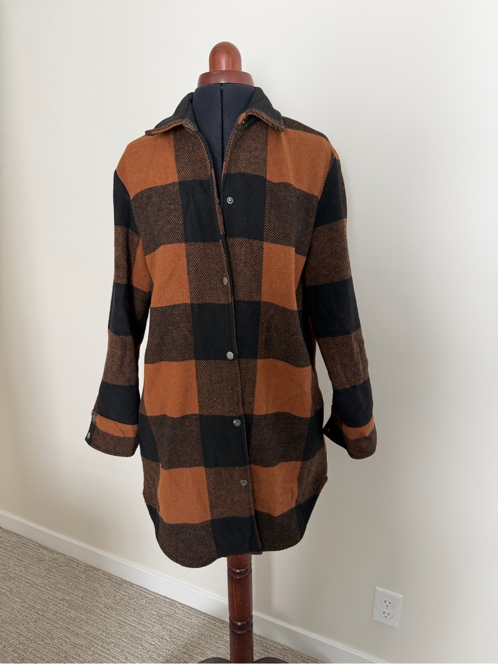Steve Madden Black and Brown Plaid Shacket